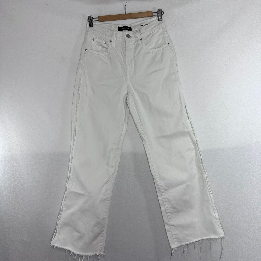 Purple Brand wide Side Cut Out Jeans Size 24 Light Indigo High Rise 5 Pocket